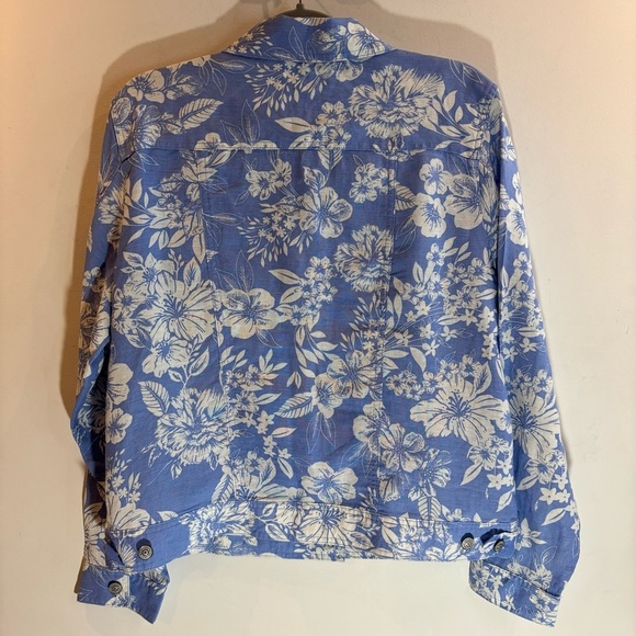 C&C California Sz XL Jacket 100% Linen Trucker Style Floral Unlined Pockets NEW - Picture 6 of 9